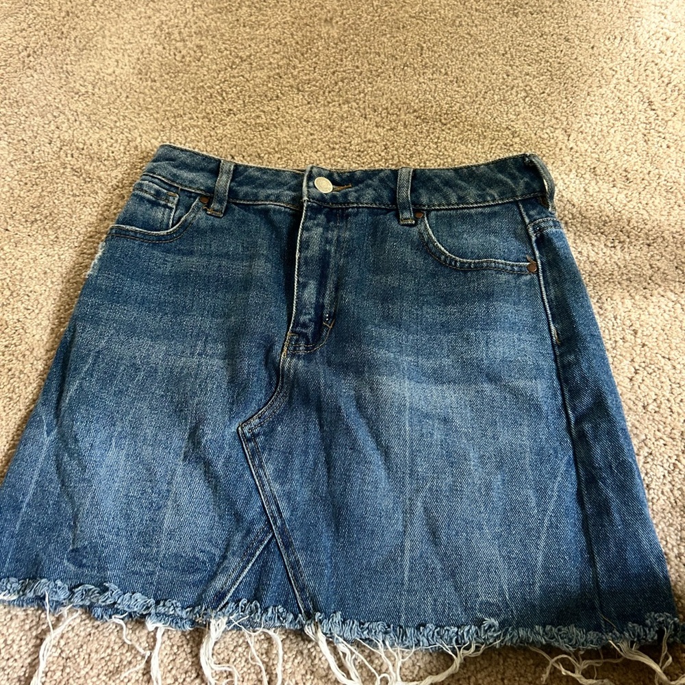 Pacsun Denim Mini Skirt with Frayed Hem